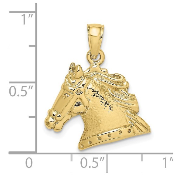 10K Gold Textured Horse Head Charm - Picture 2 of 4